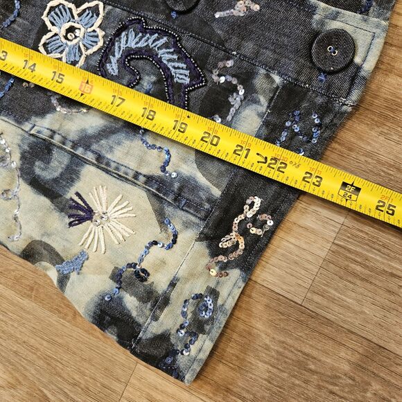 Vtg Chicos Denim Jacket Womens 1/M Embroidered Floral Tie Dye Hippie Artsy Boho - Picture 8 of 8